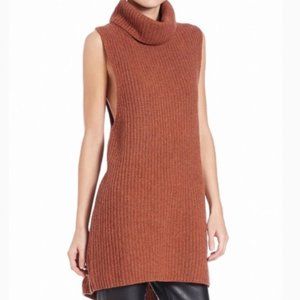 Free People Split Back Turtleneck Sweater Tunic in Burnt Orange Size XS
